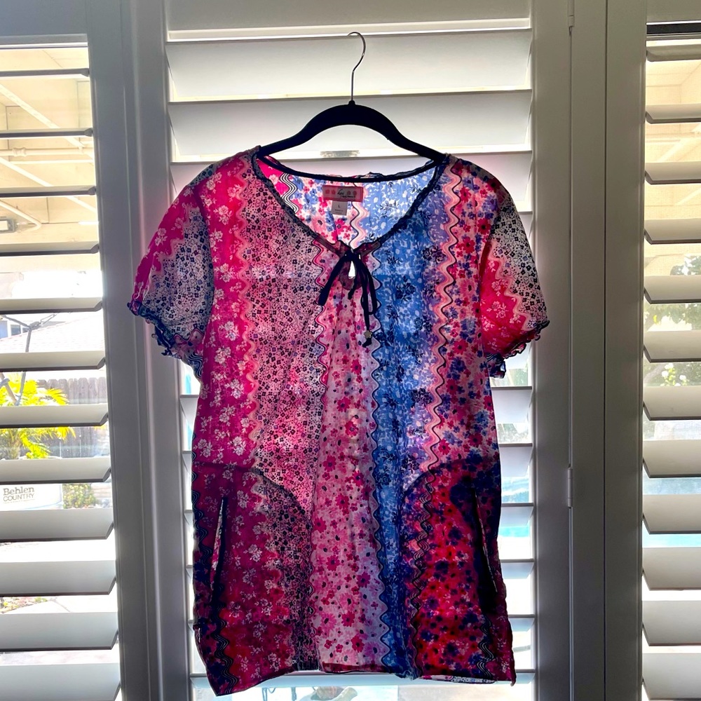 Koi print scrub top